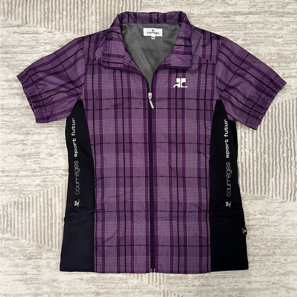 Courreges Purple Plaid Zip-Up Jacket
